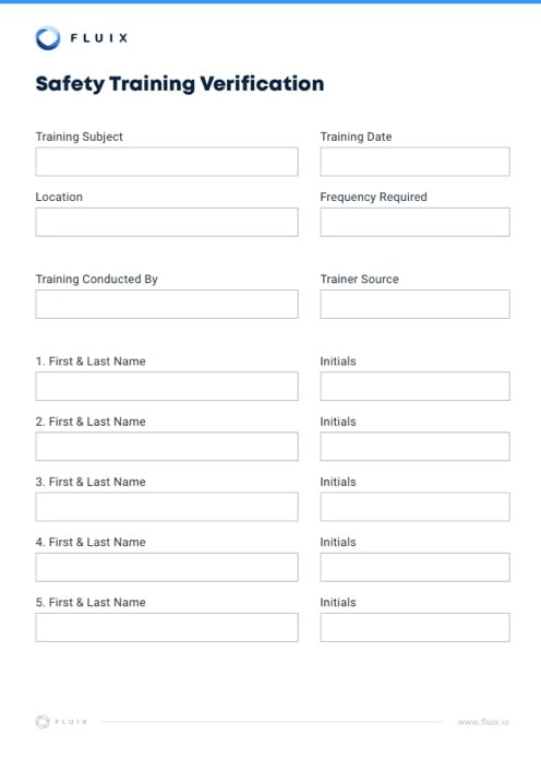 Safety Training Sign-in Sheet Template